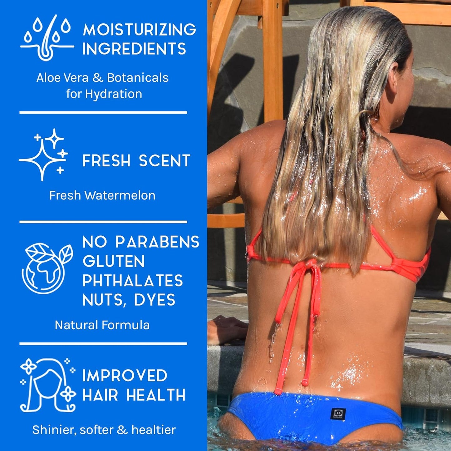 TRISWIM 2-in-1 Chlorine-Out Shampoo & Body Wash 32oz | Removes Chlorine, Saltwater, Hard Water Minerals, Copper, Green Tint | Vegan, Tear-Free, No Parabens | Watermelon Scent