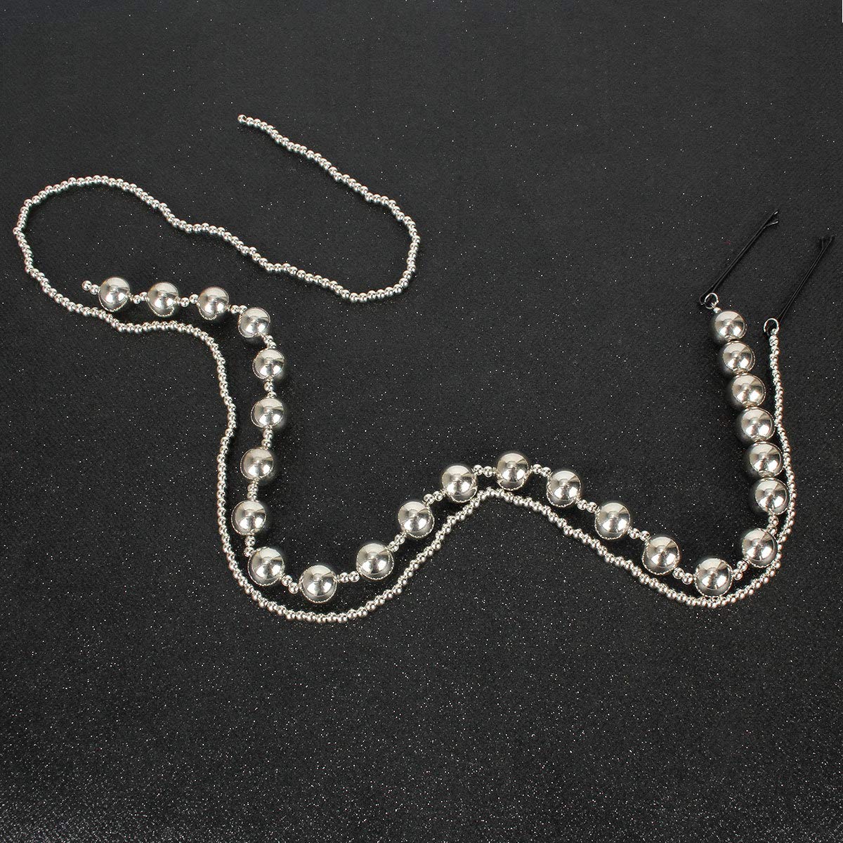 2PCS Dreadlocks Metal Tassel Ponytail Multi-Strand Hair Chain Prom Party Concave styling hair accessories hair extension chain with clip for girls and women (silver)