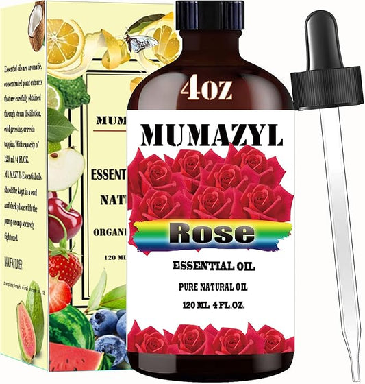 Rose Essential Oil, Rose Oil 4 Fl Oz 120ML for Diffuser Humidifier Yoga Cleaning DIY Candle Soap Making Essential Oils