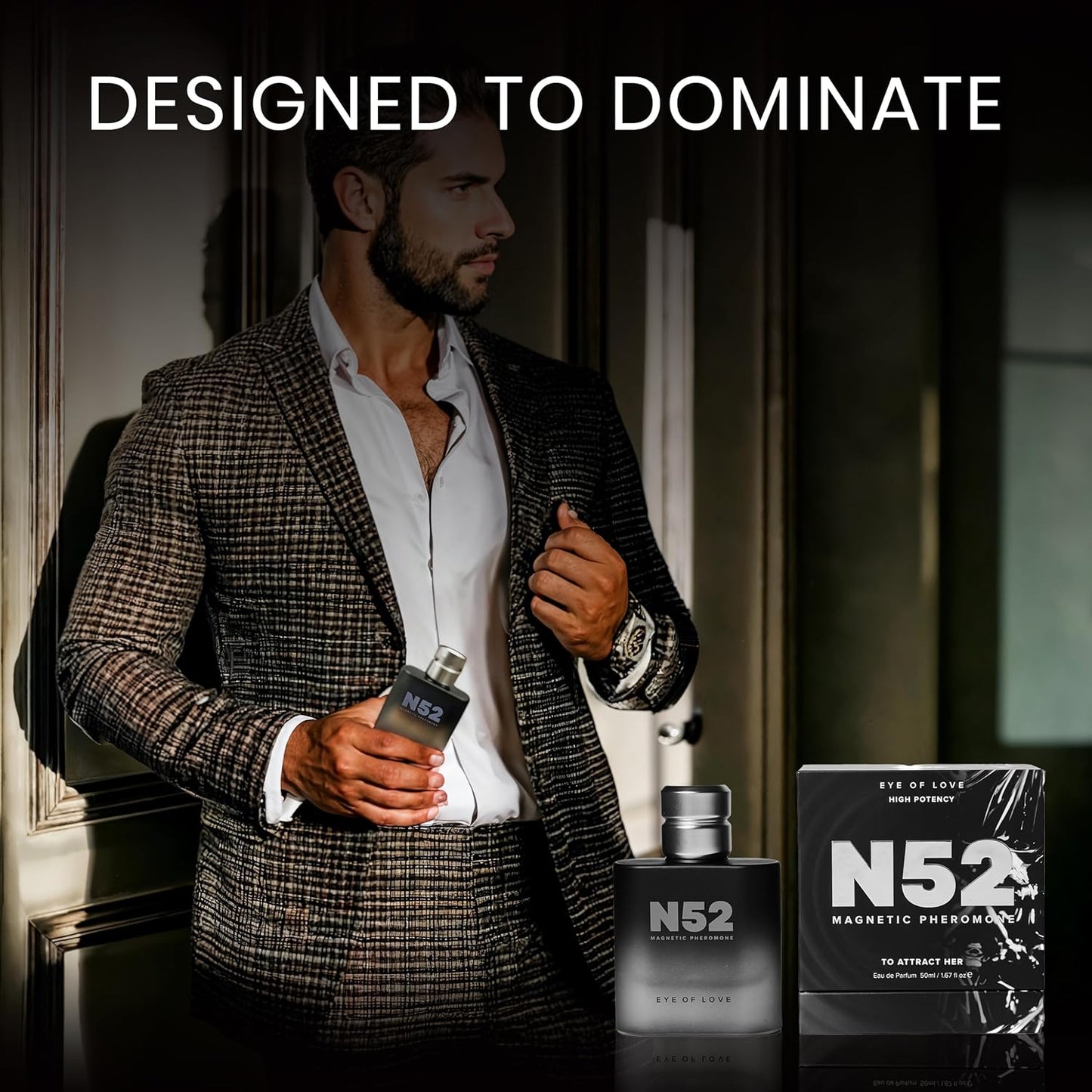 Eye of Love N52 Magnetic Pheromone Cologne for Men - Citrus Lavender Scent with Amber & Cedarwood - High Concentration Parfum Fragrances for Confidence & Presence - 50ml/1.6fl oz Pheromone Perfume