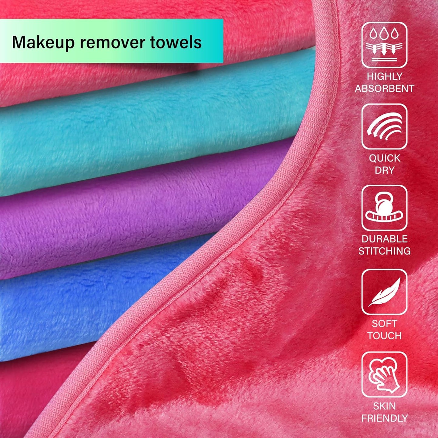 Nugilla Makeup Remover Cloth, 5 Packs Reusable Microfiber Makeup Remover Towels, Face Towel for Women