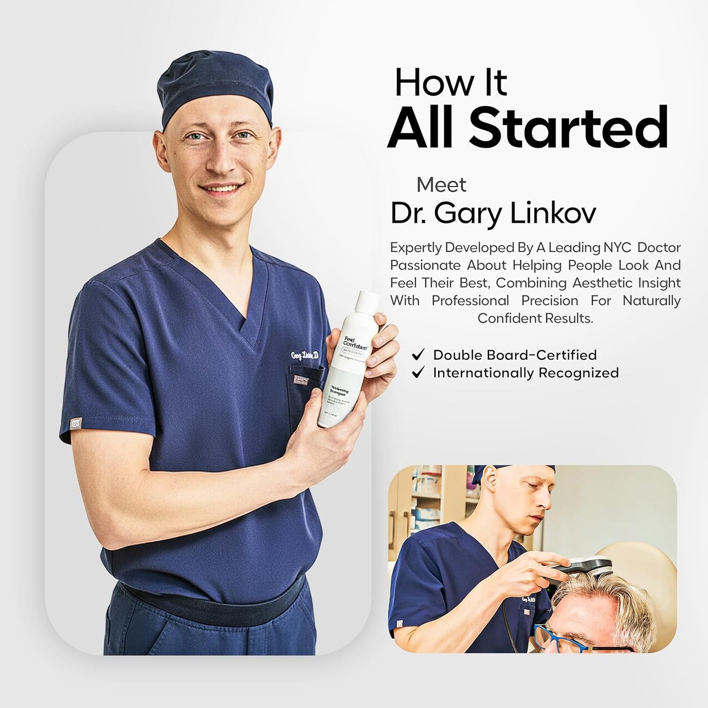 Haircare Thickening Shampoo - Gender-Neutral, Hair Surgeon Formulated. Pumpkin seed oil, Turmeric root extract, Saw palmetto, and Caffeine to Density and Growth. 8oz / 240 mL Bottle.