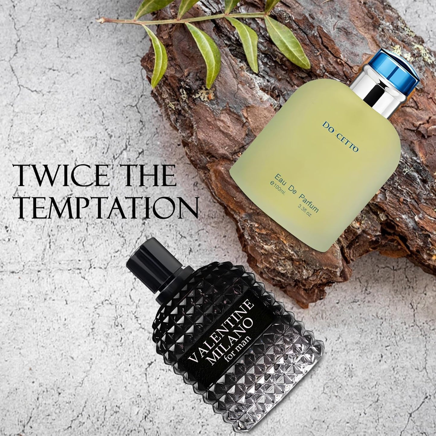 Valentine Milano/Docetto 2PCS Eau De Toilette for Men-Fresh, Romantic Scent Perfume for Men 3.4 Fl Oz Each Mens Cologne For All Skin Daily Used