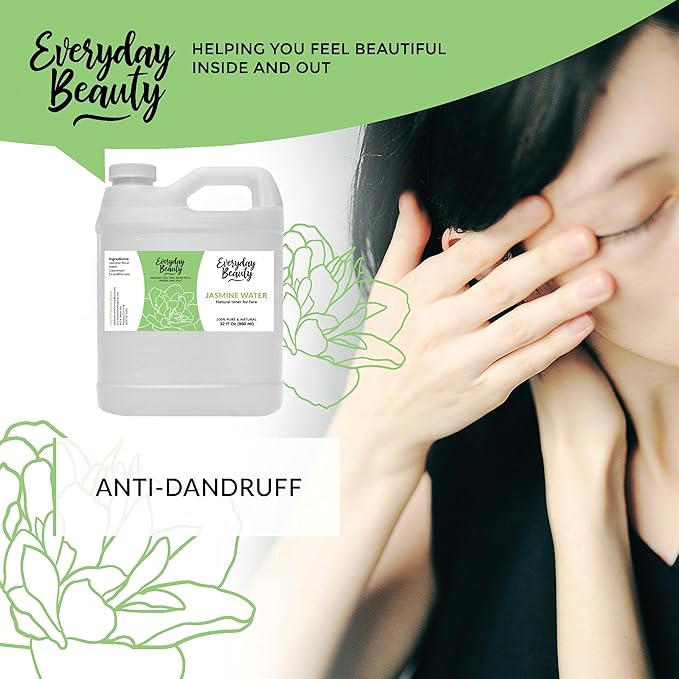 Jasmine Water Facial Toner - Bulk 32 Fl Oz - All Natural Hydrating Spray Mist for Face and Hair - 100% All Natural Jasmine Water Hydrosol