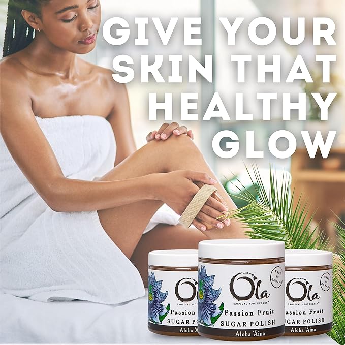 Ola Tropical Apothecary Passion Fruit Sugar Polish with Pure Tropical Oils and Plant Extracts - 11.6 Oz