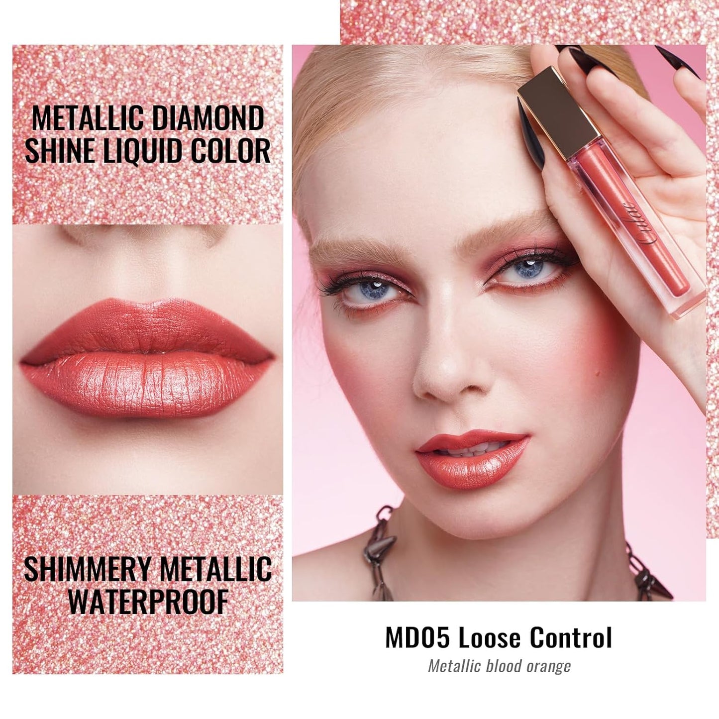 Oulac Metallic Shine Liquid Lipstick Set for Women, Dual Use for Lips & Eyeshadow, Long Lasting Lip Gloss, Metallic Matte High Impact Lip Color No Transfer Vegan Formula, 4.5ml, MD03+05+06