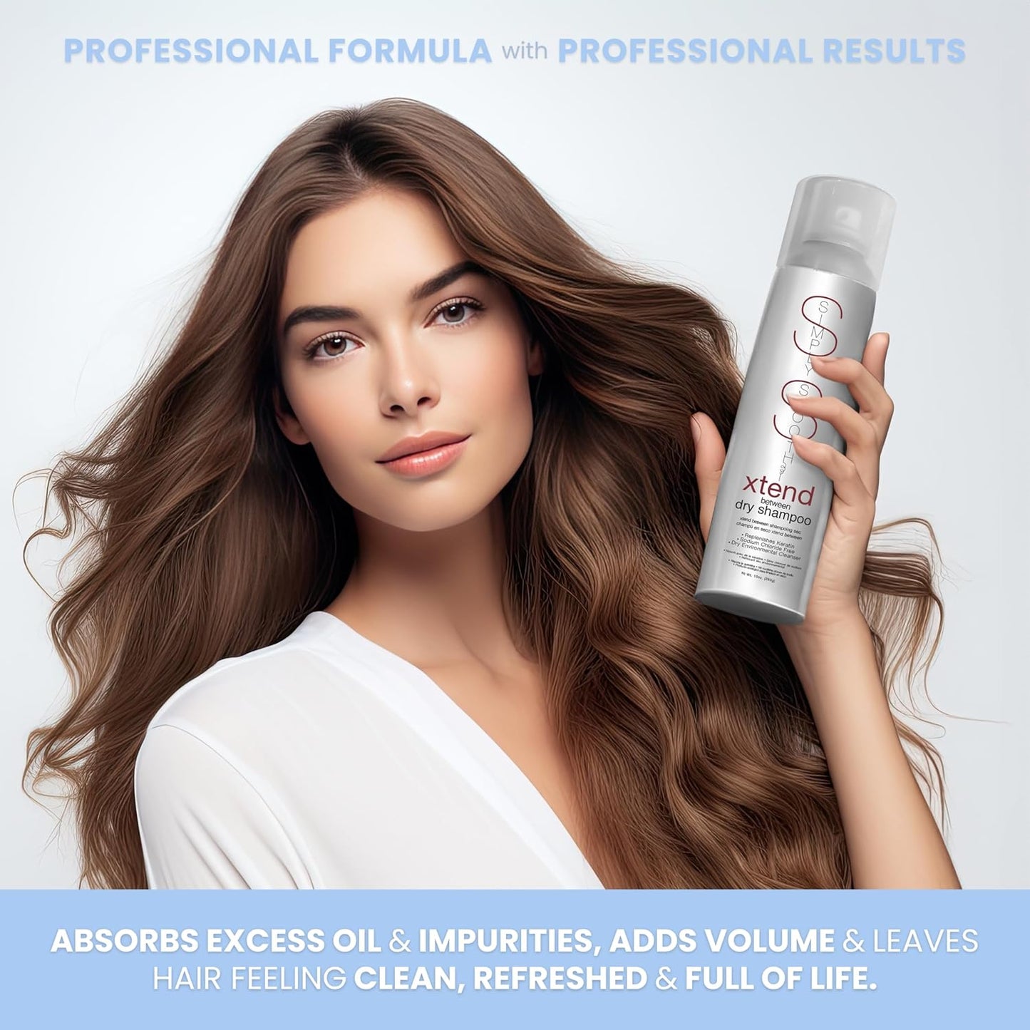 SIMPLY SMOOTH Xtend Between Dry Shampoo | Refresh, Revitalize & Absorb Oil In-Between Washes | Rid Hair Of Impurities & Cleanse For A Quick Perk Up | No White Residue | Talc & Benzene Free | 10 Oz.