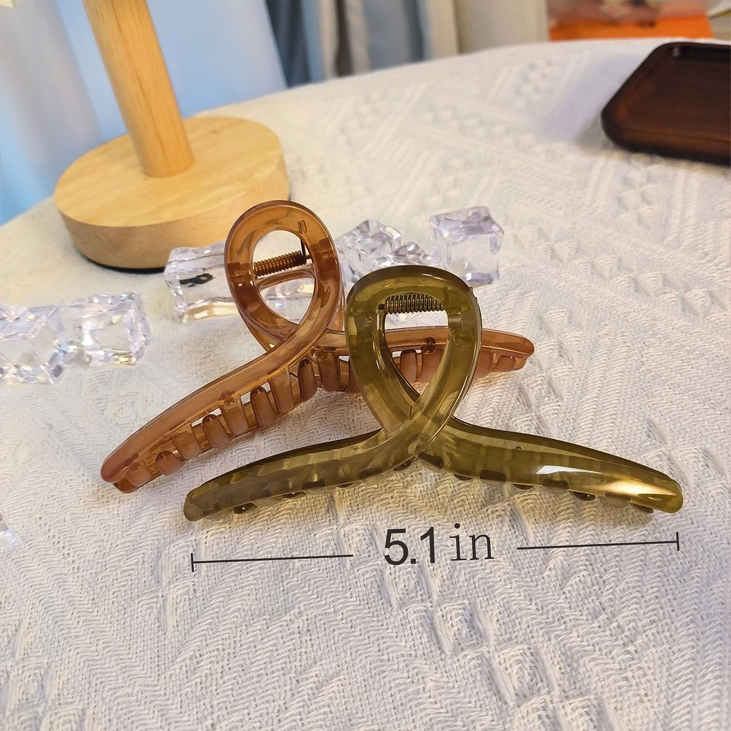 5 Inch Extra Large Claw Clips, 13 cm No Slip Jelly Jumbo No Slip XL Hair Clips for Thick Long Curly Hair, Big Hair Claw Clips, 5 Pack