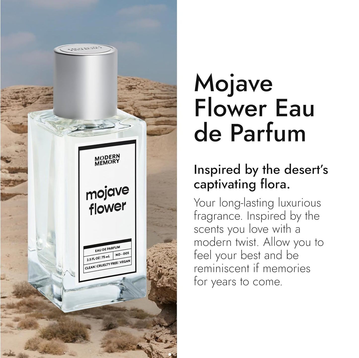 Modern Memory Mojave Flower Eau de Parfum for Women, 2.5 fl oz - Notes of Magnolia, Sandalwood & Musk