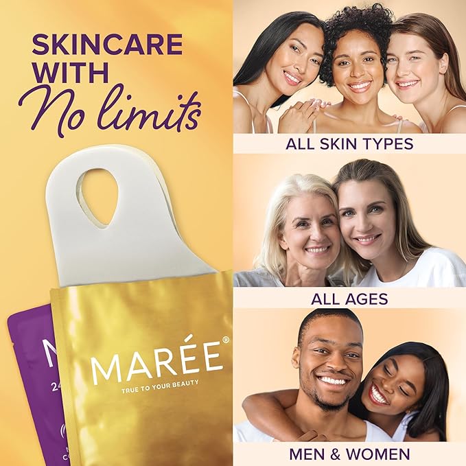 MAREE V Line Lifting Mask with 24K Gold - Deep Collagen Jawline Shaper Mask with Retinol for Face Lift - Facial Skincare Chin Strap - Hyaluronic Acid, Vitamin E - 5 Count