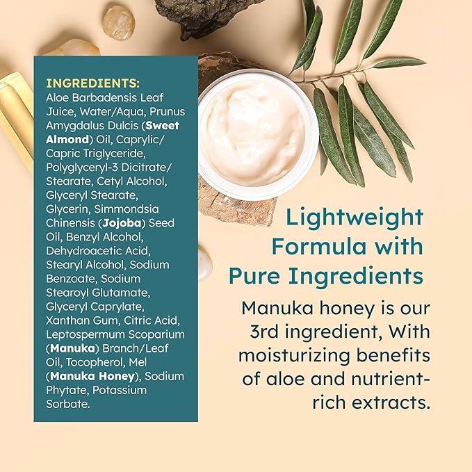 Manuka Honey Body Lotion (7oz), Moisturizing Lotion with Soothing Manuka Honey & Oil for Dry, Very Dry, Sensitive, or Aging Skin – Cream Moisturizer for Women & Men