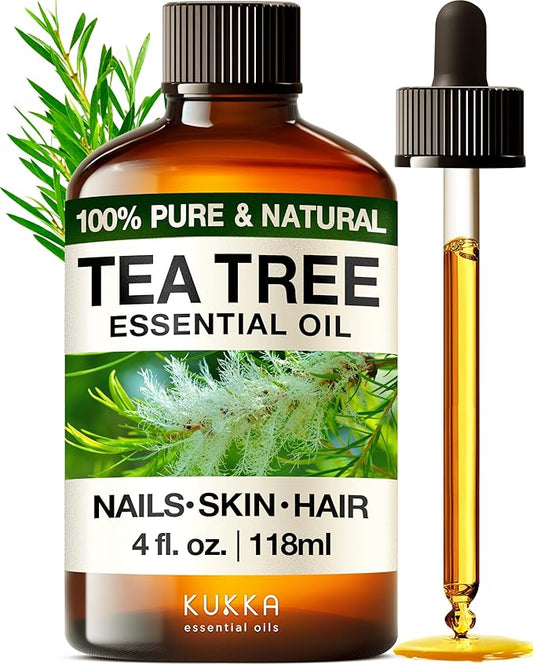 KUKKA essential oils 100% Pure & Natural Tea Tree Oil for Skin, Hair, Toenails, Aromatherapy, & DIY (4 fl oz/118 ml)