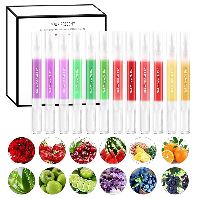AIJIMEI 12pcs Nail Cuticle Oil Pen Gel Nail Oil Pen Nourishment Polish With Vitamins Moisturized Gel Repair Care Cuticle Oils