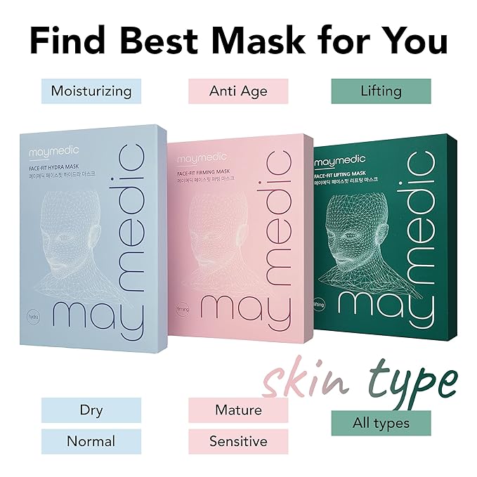Face-Fit Firming Mask | Korean Skincare Sheet Mask with Copper Tripeptide, Acetyl Hexapeptide & Panthenol | Hydrating, Moisturizing & Lifting Mask for Dull, Dry Skin (Pack of 5)