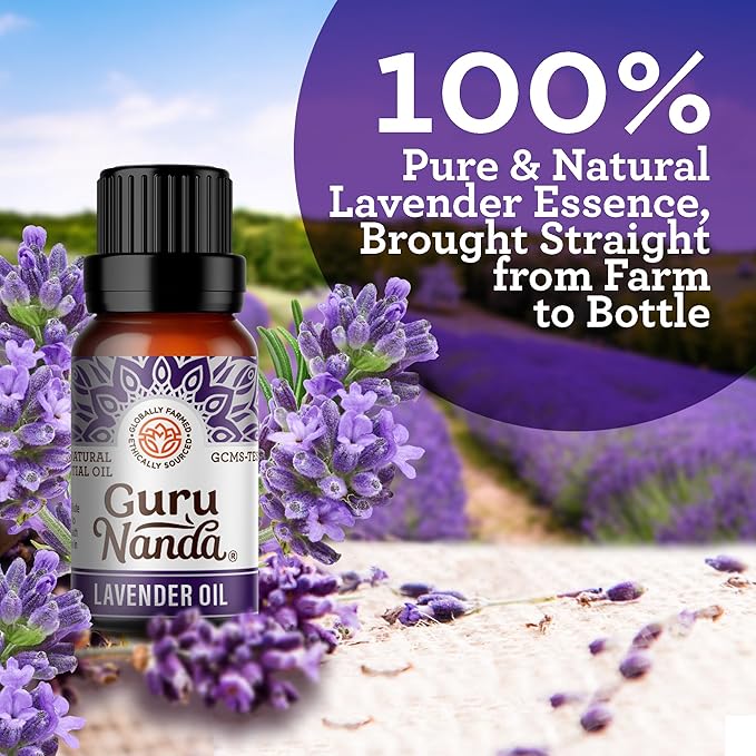 GuruNanda Lavender Essential Oil - 100% Pure, Natural & Undiluted Aromatherapy Oil for Diffusers, Massage & DIY Recipes - Helps to Relax (2x0.5 Fl Oz)