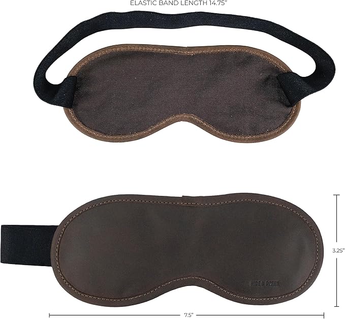 Hide & Drink, Unisex Sleep Eye Mask, Light Blocking for Sleeping, Handmade from Full Grain Leather - Bourbon Brown