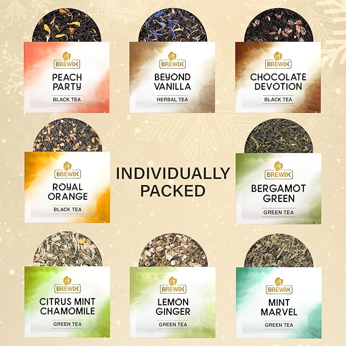 BREWIX, Herbal & Tea Gift Calendar, Advent Calendar 2024 Tea Bags | Limited Edition I 24 Unique Flavors | Best for Birthdays, Anniversaries & Holidays | Christmas Advent Calendar 2024 for Adults, Adult Women and Men