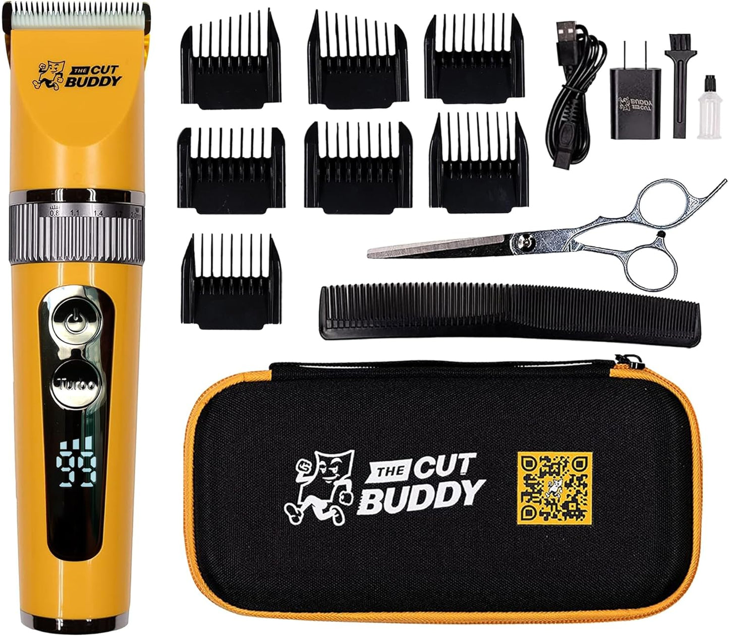 The Cut Buddy Clipper & Grooming Set, Cordless Hair & Beard Trimmer with Ceramic & Titanium Blades, 7 Guards, Waterproof, Beginner Kit