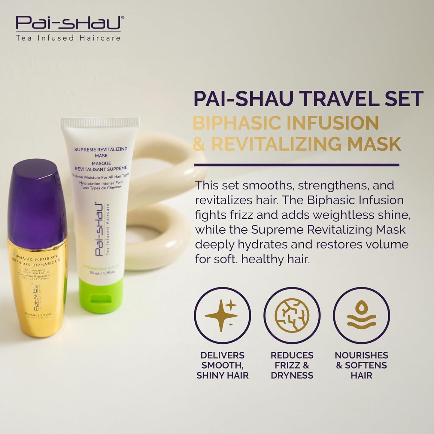 Pai-Shau Biphasic Infusion and Supreme Revitalizing Mask - Oil-Free Hair Rejuvenating Serum and Repairative Hair Treatment Suitable for All Hair Types