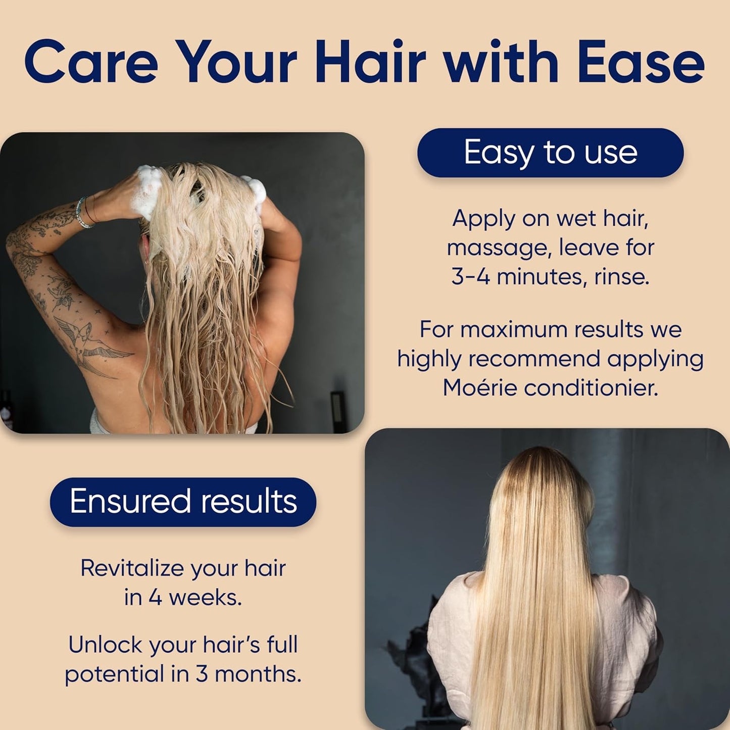 Moerie Ultimate Hair Growth Shampoo – For Longer, Thicker, Fuller Hair - Vegan Friendly Volumizing Hair Products – Paraben & Silicone Free – All Hair Types – Reverse Hair Loss – 8.45 fl oz (250ml)