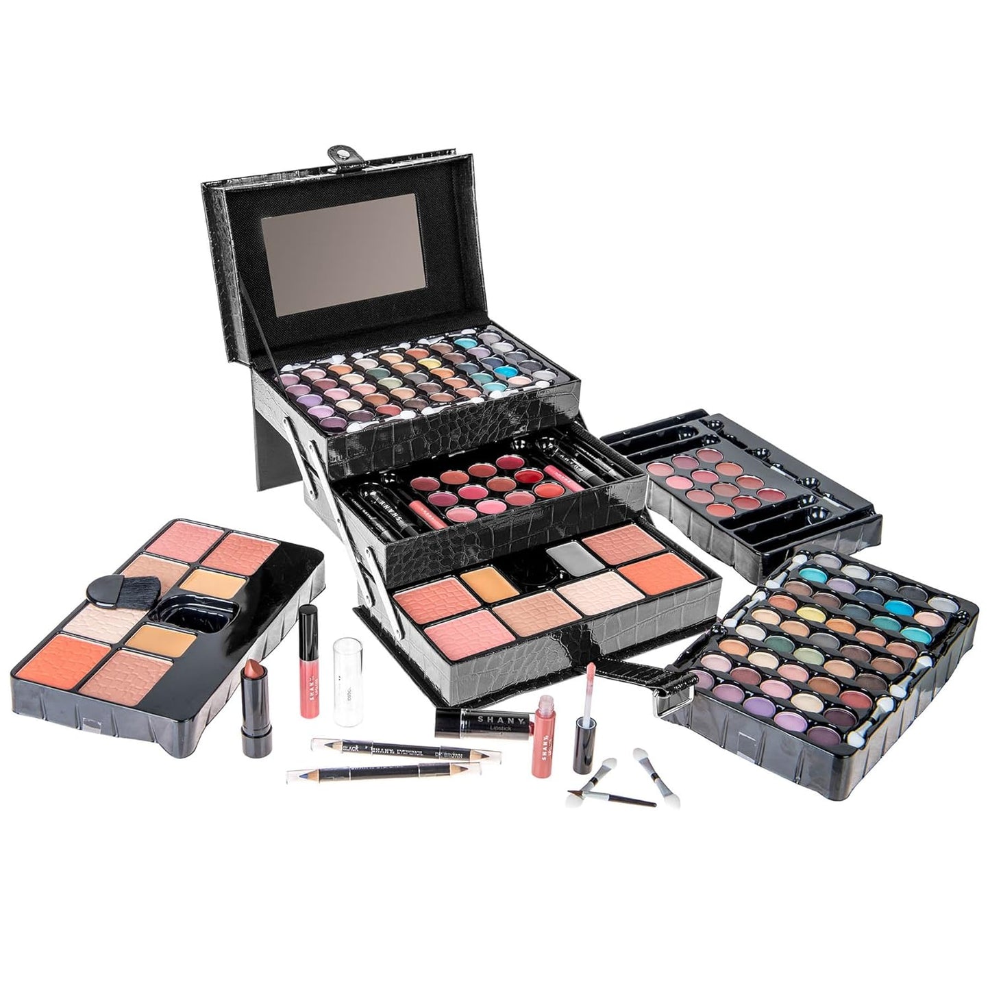 SHANY All In One Makeup Kit (Eyeshadow, Blushes, Powder, Lipstick & More) Holiday Exclusive - BLACK , 72 Piece Set