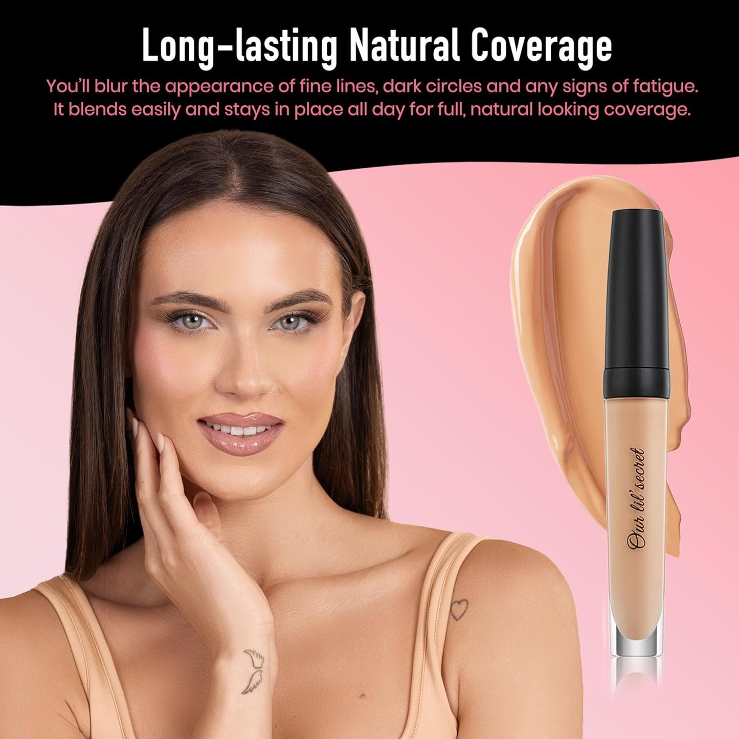 Frankie Rose Cosmetics Our Lil’ Secret Concealer - Full, Long Lasting Coverage for Dark Circles and Fine Lines - Easy to Blend - Soft, Smooth Complexion - Neutral