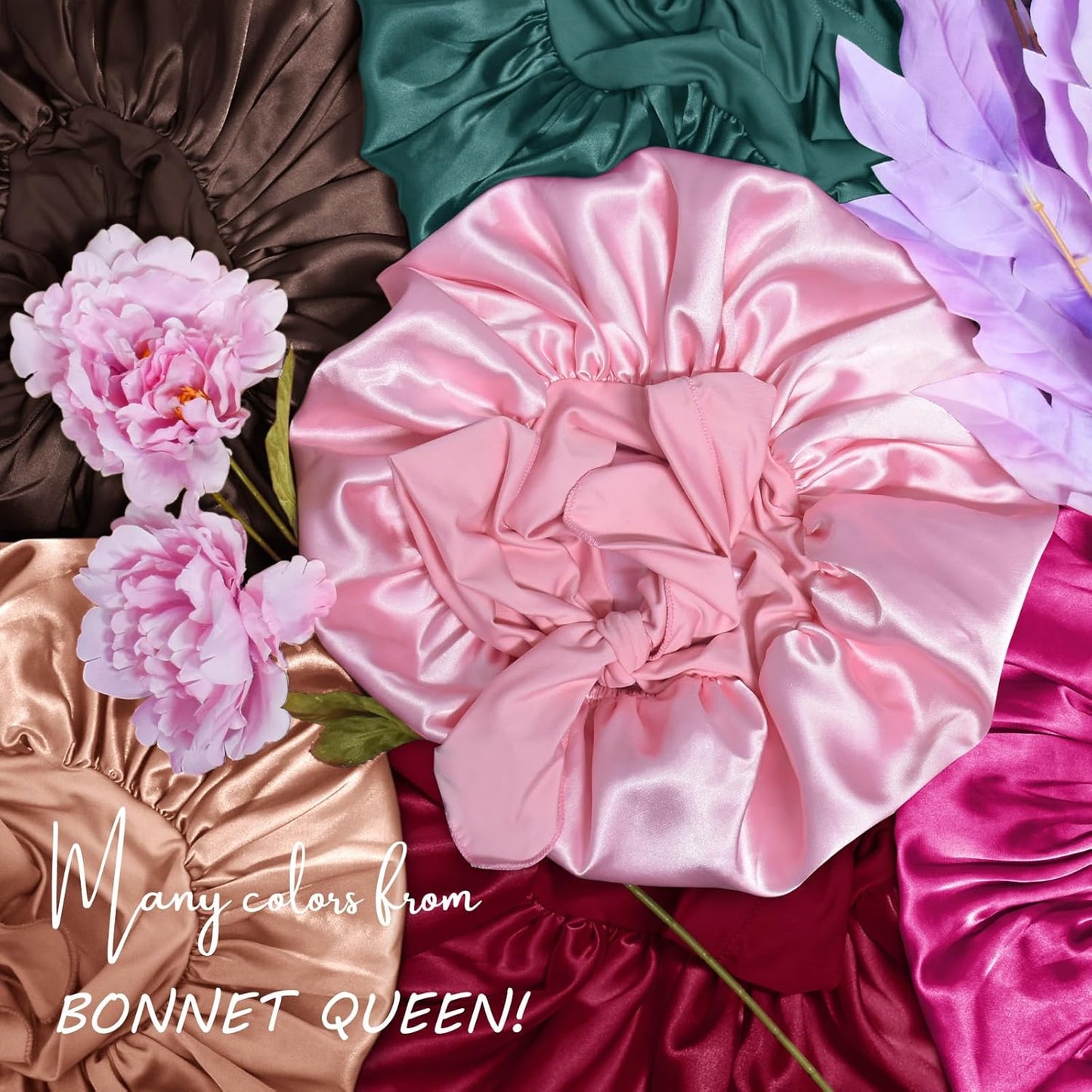 BONNET QUEEN Silk Bonnet for Sleeping Satin Bonnet Hair Bonnet Silk Hair Wrap Head Wraps Tie Bonnet Night Sleep Hat for Natural Hair