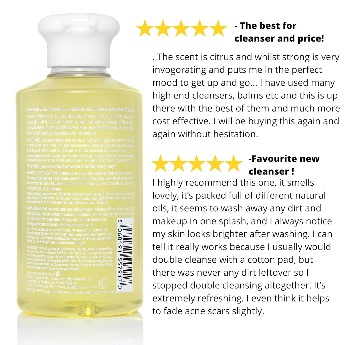 Super Facialist Face Cleanser Oil – Facial Wash & Waterproof Makeup Remover with Vitamin C, Gentle Cleansing Oil for Women, Suitable for All Skin Types 6.8 oz