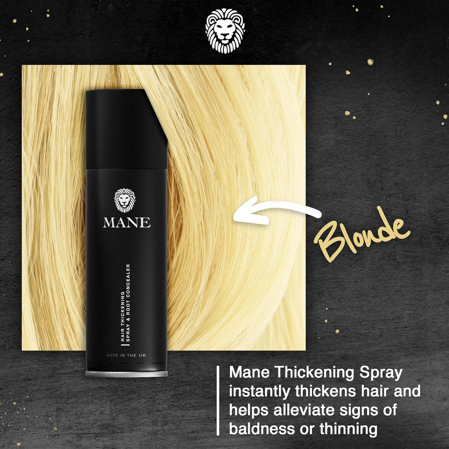 MANE Hair Thickening Spray & Root Touch Up, Seal & Control Combo Pack, Instantly Thicker Hair for Men & Women, Fill in Hairlines and Hide Thinning and Fine Patches - Blond, 12 Colors (6.76 oz)