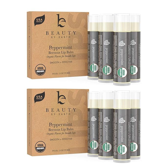 USDA Organic Peppermint Lip Balm - USA Made with Natural Ingredients, Chapstick for Dry Lips, Birthday Gifts for Her & Him, Hydrating Beauty Gifts for Women, Men, Teens & Kids, Lip Moisturizer