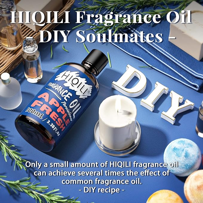 HIQILI Apple Fragrance Oil 100ml, Diffuser Oils Scents for Candle Making Soap Slime, Essential Oil for Car Freshies Home Aromatherapy, Fall Scents 3.38 Fl Oz, Christmas for Women Men