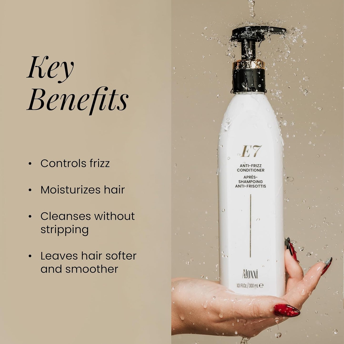 ALOXXI E7 Anti-Frizz Conditioner for Dry Damaged & Color-Treated Hair Moisturizing & Strengthening with 7 Essential Oils & 10 Antioxidants, 10.1 Fl Oz