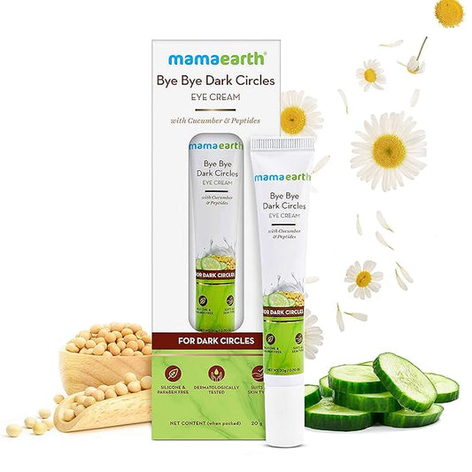 MAMAEARTH Bye Bye Dark Circles Peptide Eye Cream | Reduces Dark Circles, Puffiness, Bags & Wrinkles | Soothes Tired Eyes | Firms Under Eye Skin | 0.71 Oz/20 g