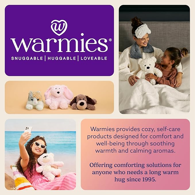 warmies Microwavable Eye Mask for Warmth & Comfort - Heating & Cooling Compress for Calming Relaxation - Weighted & Heated Eye Mask with Scented Lavender for Sleeping - Marshmallow Brown