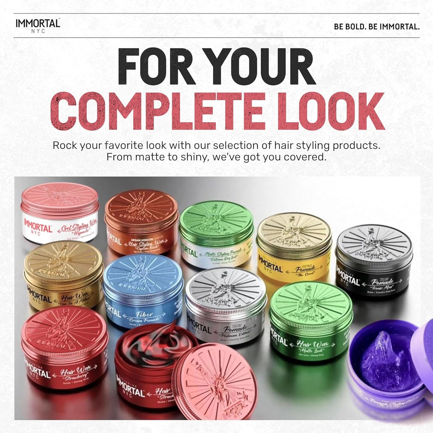 Immortal NYC Hair GEL STYLING WAX - Hypnotic, Maximum Firm Strong Hold, Low Shine Gel/Wax - Mens Water Based Pomade/Hair Wax, No Residue Hair Pomade - All Natural Gel/Wax for All Hair Types