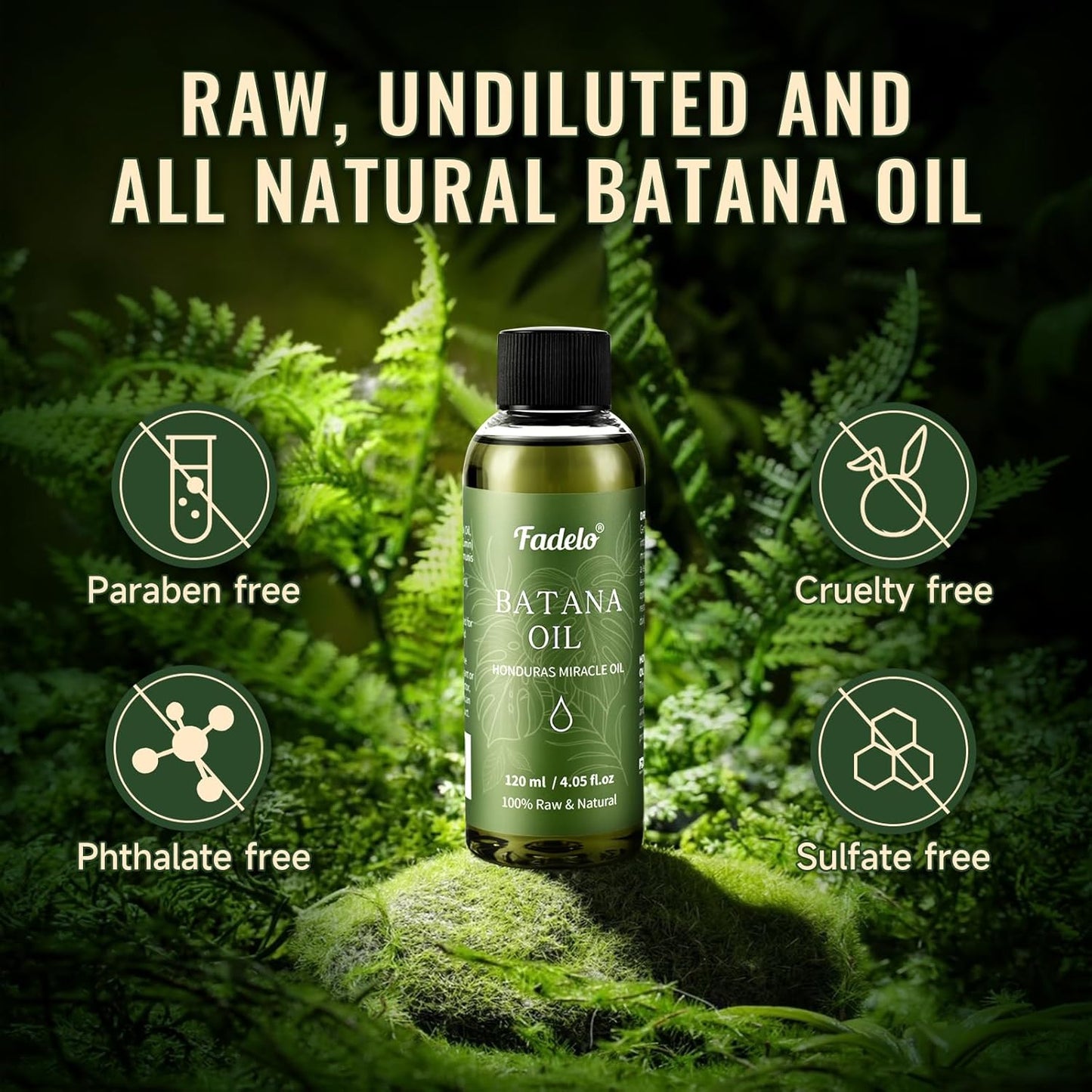 Batana Oil - Dr Sebi Organic Oil for Hair Growth, 100% Raw Pure Natural from Honduras, Deeply Nourishing Scalp for Thicker & Stronger Hair, 4.05 fl oz