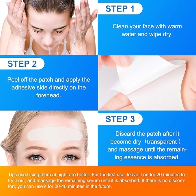 Forehead Wrinkle Patches 20pcs, anti wrinkle patches for all skin types with Collagen and Vitamin E, Forehead Wrinkles Treatment for deep forehead wrinkle remover
