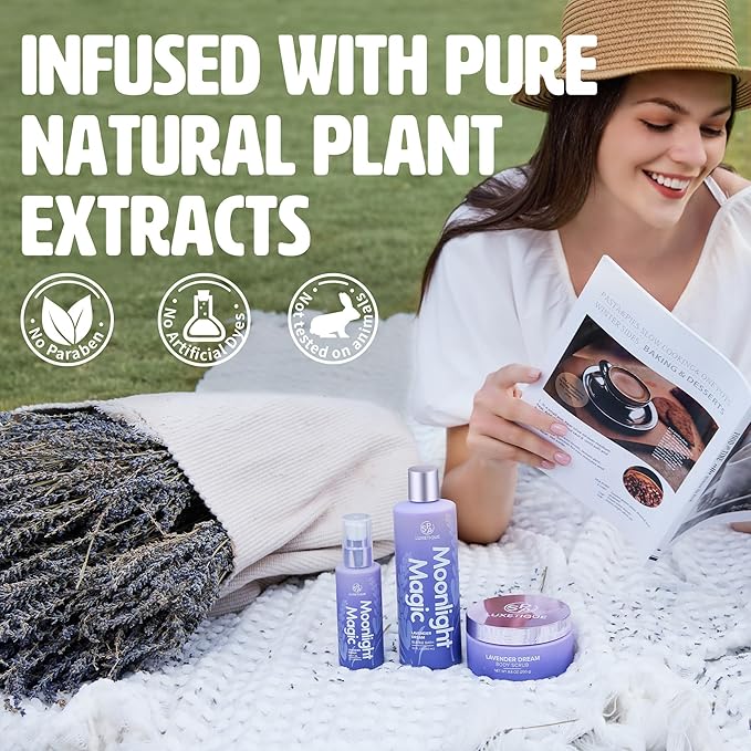 Spa Luxetique 3 Pcs Bath and Body Gift Set for Women - Bubble Bath, Body Scrub, Oil - Travel Home Spa Kit - Birthday Gifts (Lavender)