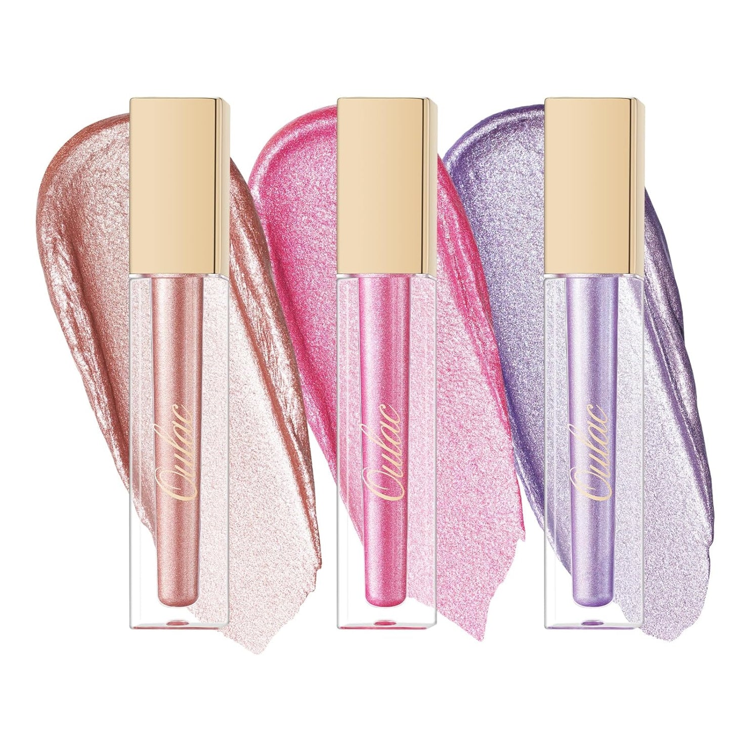 Oulac Metallic Shine Liquid Lipstick Set for Women, Dual Use for Lips & Eyeshadow, Long Lasting Lip Gloss, Metallic Matte High Impact Lip Color No Transfer Vegan Formula, 4.5ml, MD01+02+08