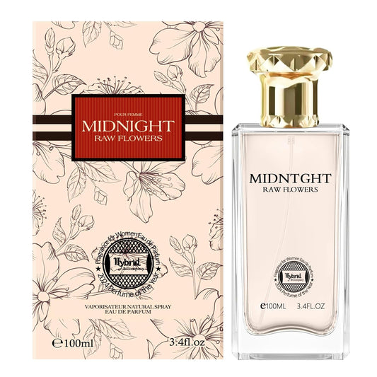 Hybrid & Company Women Midnight Raw Flowers Pour Femme Eau De Parfum Vaporisateur Natural Spray 3.4 Fl Oz