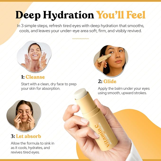 BellaBLISS Vitamin C Eye Balm Stick – Lightweight Under Eye Cream for Puffiness, Dark Circles & Wrinkles – Made in Korea – 0.35 oz / 10 g – Pack of 1