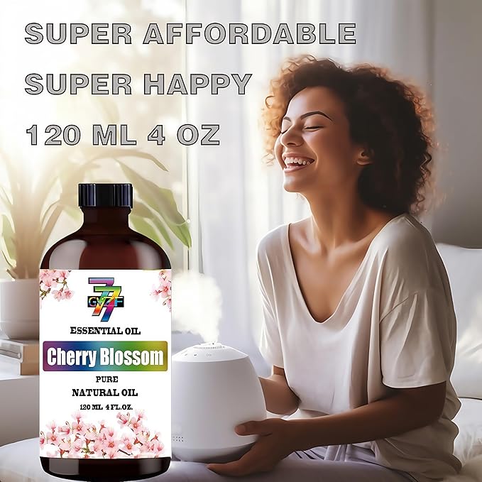 Cherry Blossom Essential Oil (4 oz) – 100% Pure Fragrance Oil for Diffusers, Humidifiers, Relaxation, Bath, Candles, Soap Making, DIY, Home Cleaning, Gifts