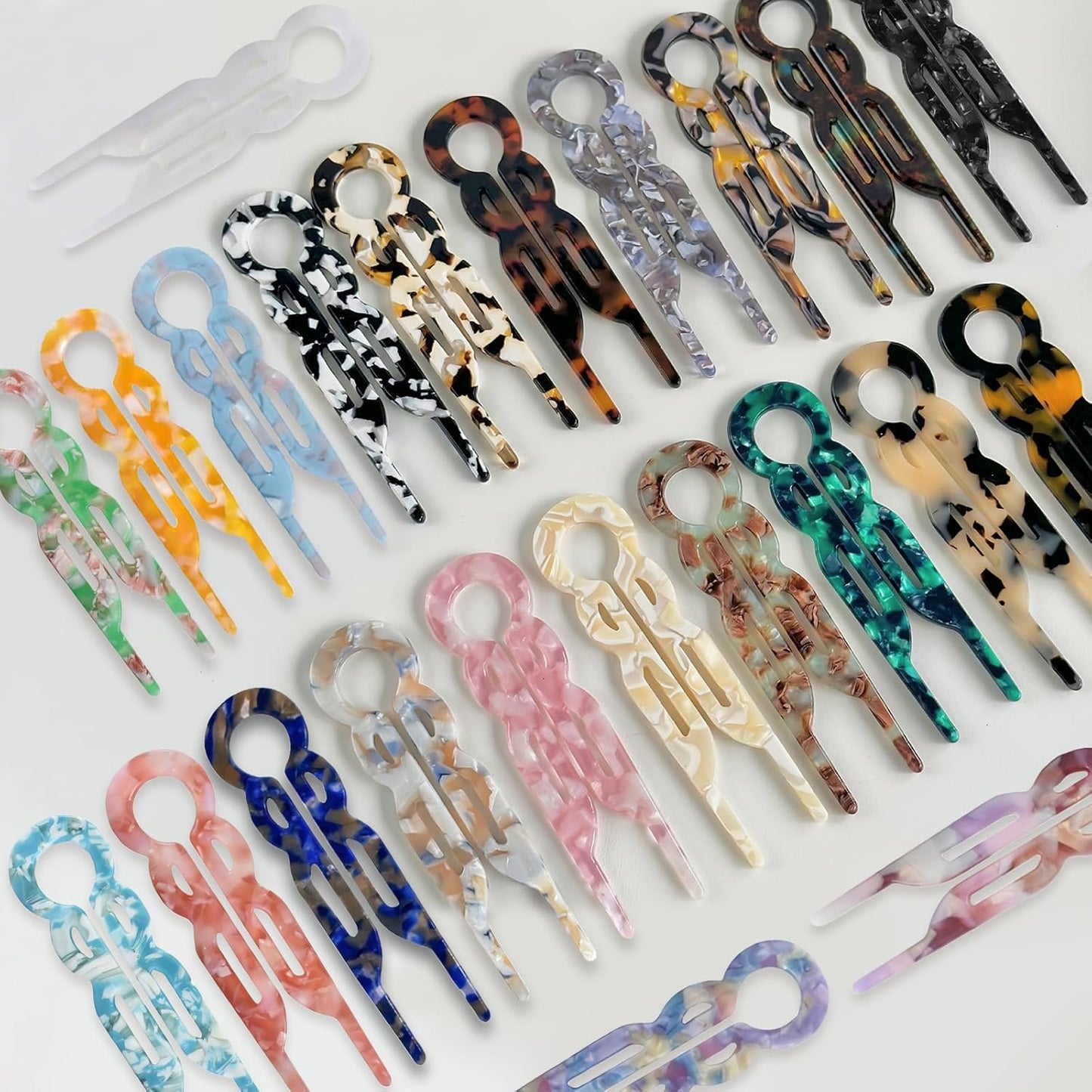 4PCS U-Shaped French Hair Pins for Women - Acetate Hair Clips for Thick, Thin, Fine Hair - Decorative Bun Styling Barrettes in Black & Blonde(F)