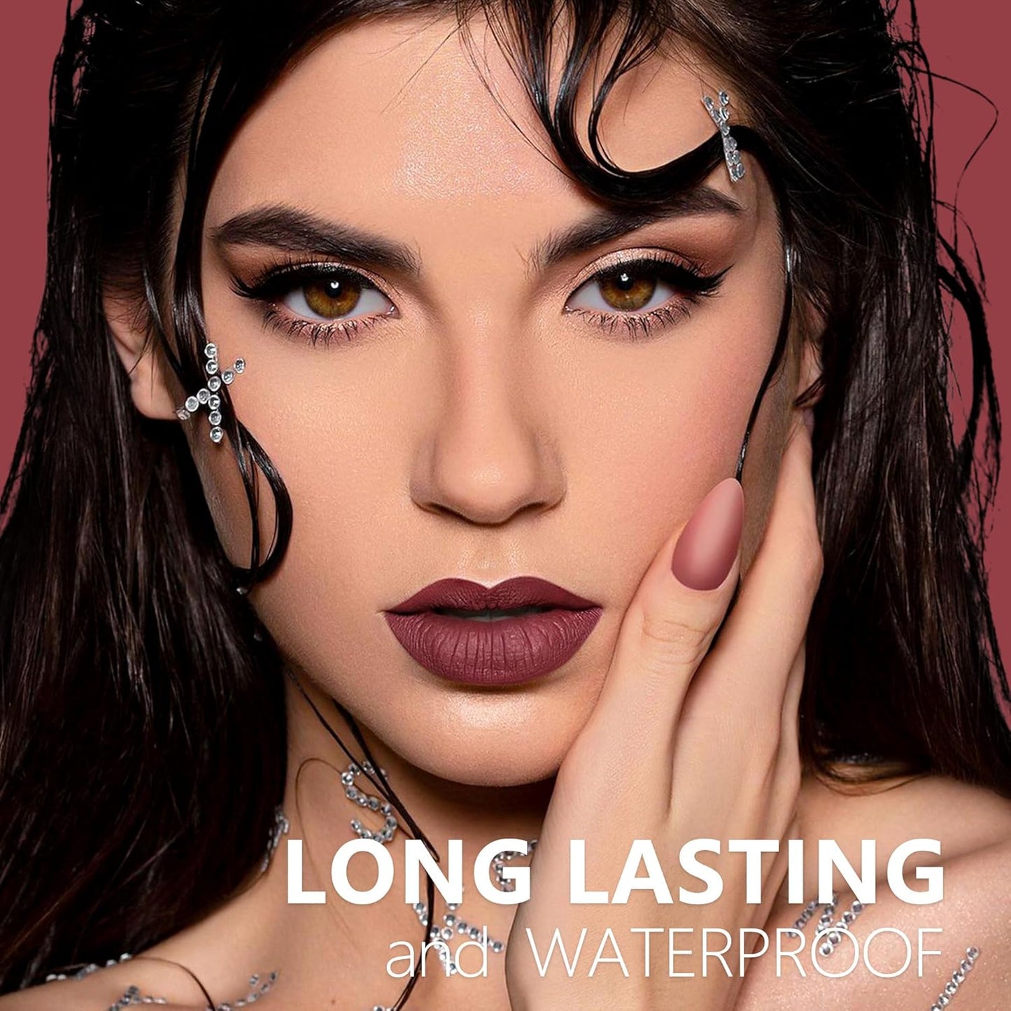 Dark Purple Lipstick Long Lasting Lipsticks for Women Pigmented Smudgeproof Transferproof Vegan Cruelty Free Chestnut Lip Makeup, A55 Summer