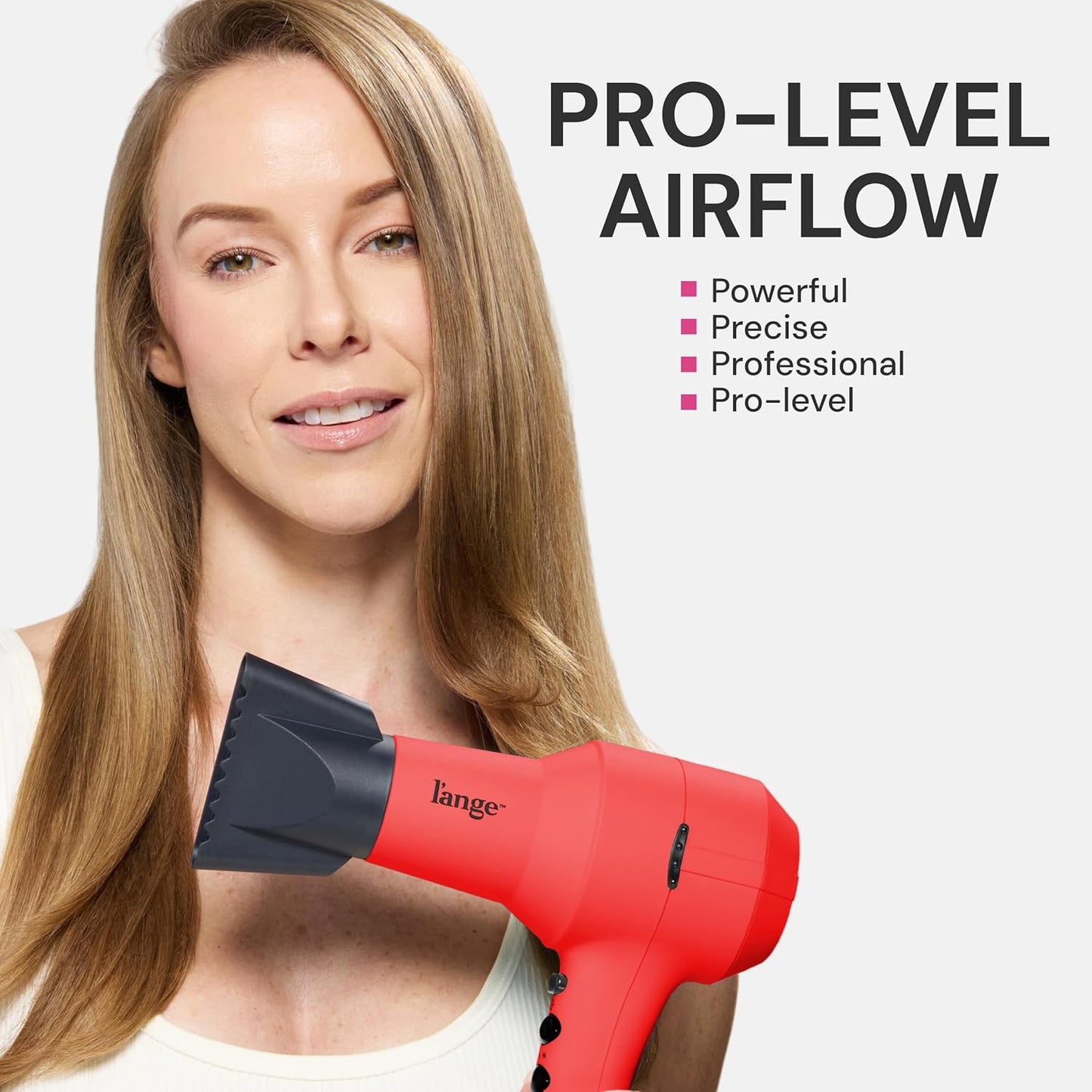 L'ANGE HAIR PowerStyle Ionic Turbo Hair Dryer | 1875W Fast Drying & Precision Styling for Long-Lasting, Frizz-Free Looks | Advanced Ionic Technology Smooths & Shines Hair (Red)