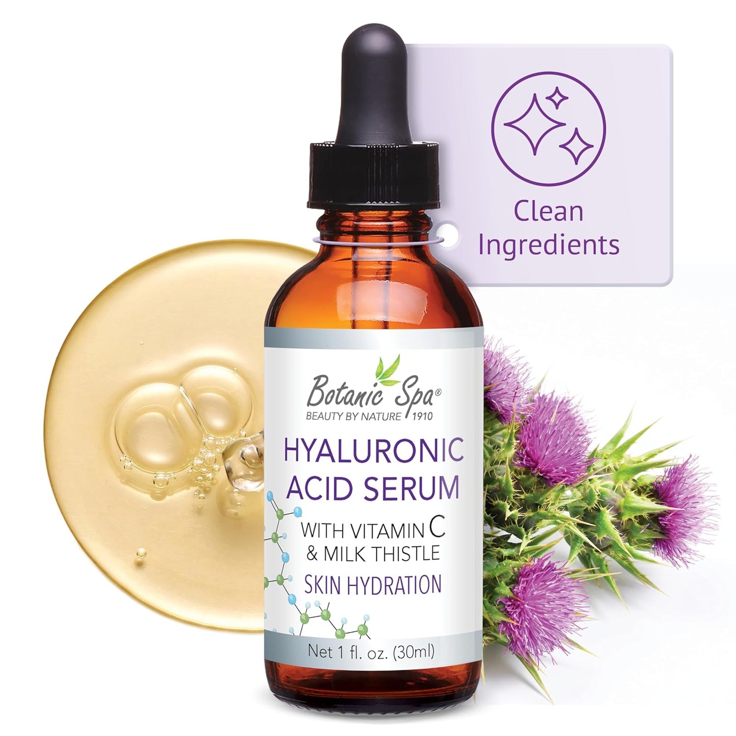 Hyaluronic Acid Serum with Vitamin C and Milk Thistle-Plumps and Hydrates,1 oz