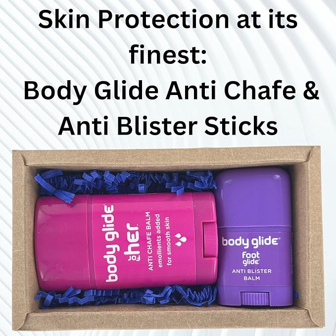 Body Glide For Her & Foot Glide Gift Set | Complete Skin Protection for Sports, Play & Everyday | 1.5oz Anti Chafing Stick & 0.8oz Blister Prevention Stick