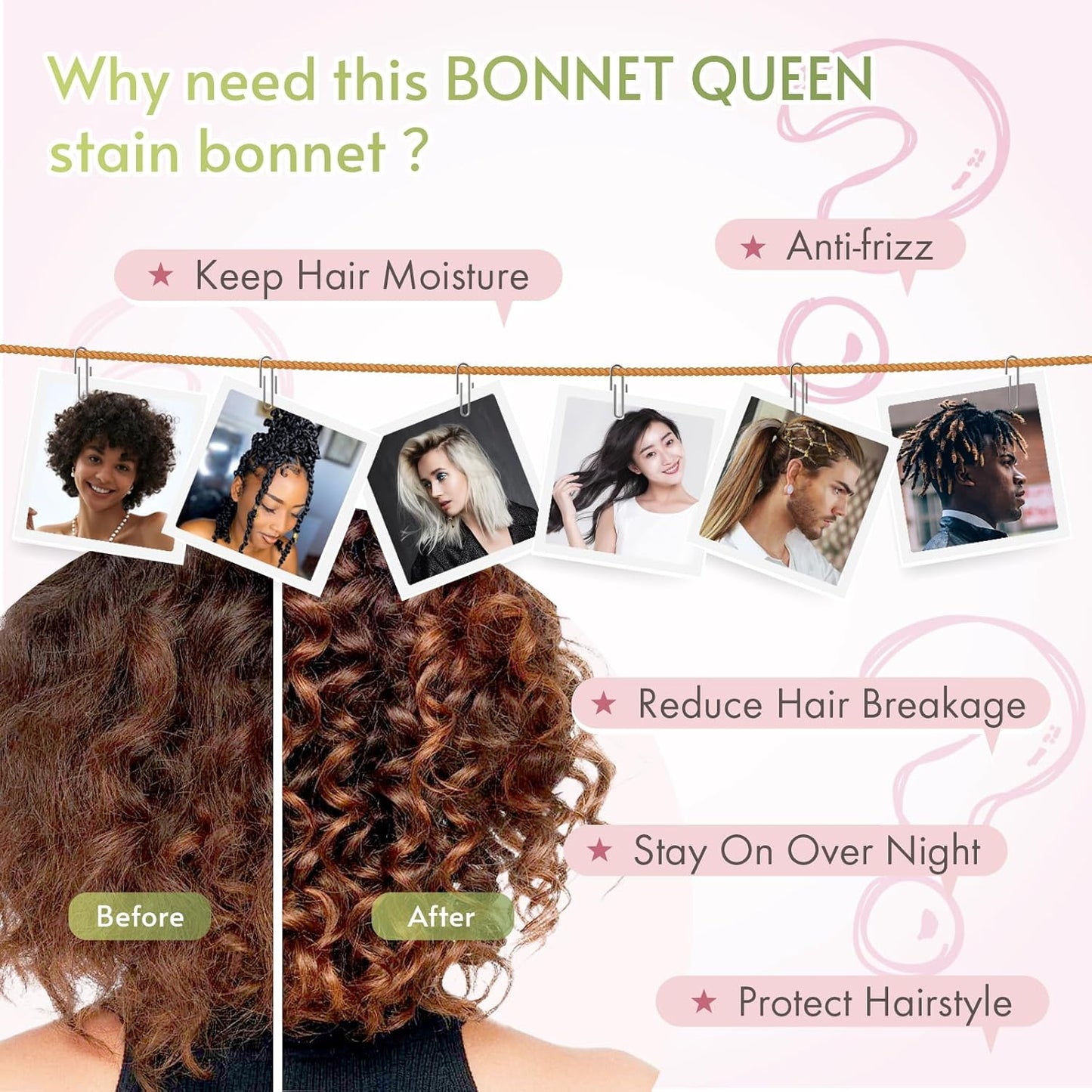 Bonnet Queen Silk Bonnet Satin Bonnet with Tie Band Hair Bonnet for Sleeping Night Sleep Hat for Women