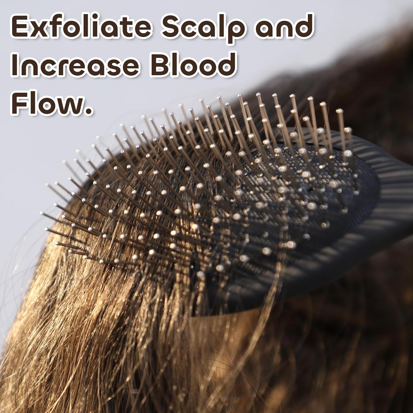 WeiLa Anti-Static Hair Brush Oval, Stainless-Steel Bristles Detangler for Wigs & Hair, ABS Handle (Sea, Regular)