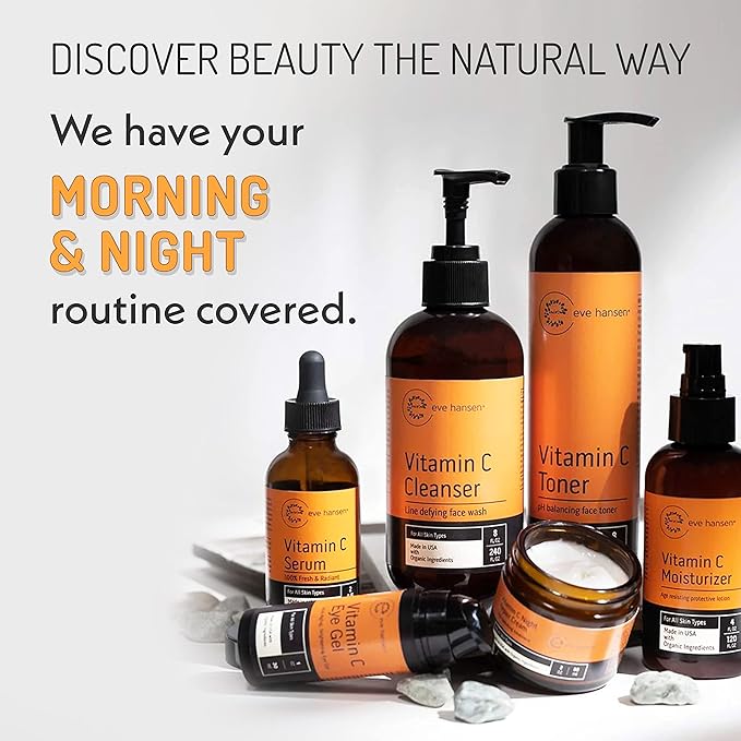 Eve Hansen Day & Night Radiance Bundle – Vitamin C & Hyaluronic Acid Creams – Hydrating, Anti-Aging Moisturizers for Face & Neck – Non-Greasy & Suitable for All Skin Types